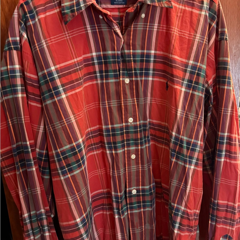 Ralph Lauren Red and Blue Dress Shirt with Elegant Design